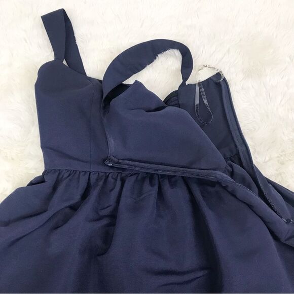 SACHIN + BABI Blaine Taffeta Square Neck Bow Train Mini Dress BHLDN Navy New 4 - Picture 8 of 12